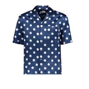 Presidents Over P's Dot Print Cotton Short Sleeve Shirt Blue Size L